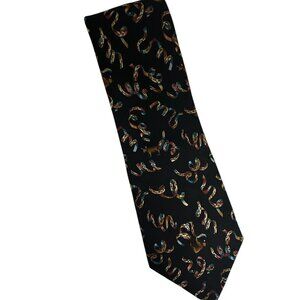 Nicole Miller 100% Silk Necktie Multicolor Woven Graphic Tie